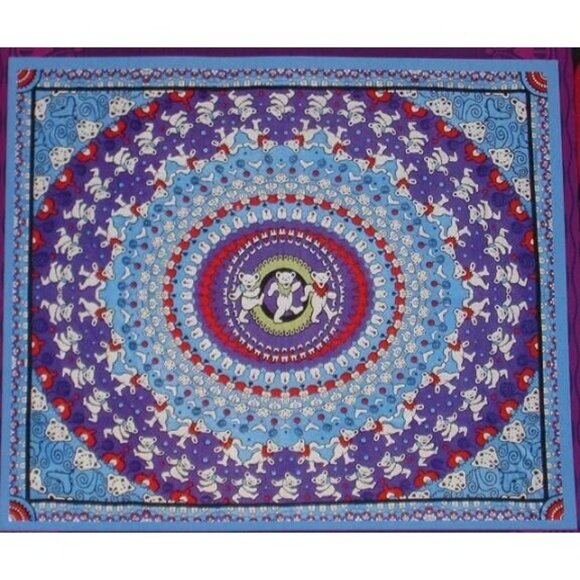 New Grateful Dead Dancing Bears Blue Purple Red Wall Hanging Tapestry 90X60 Gift - Picture 2 of 4